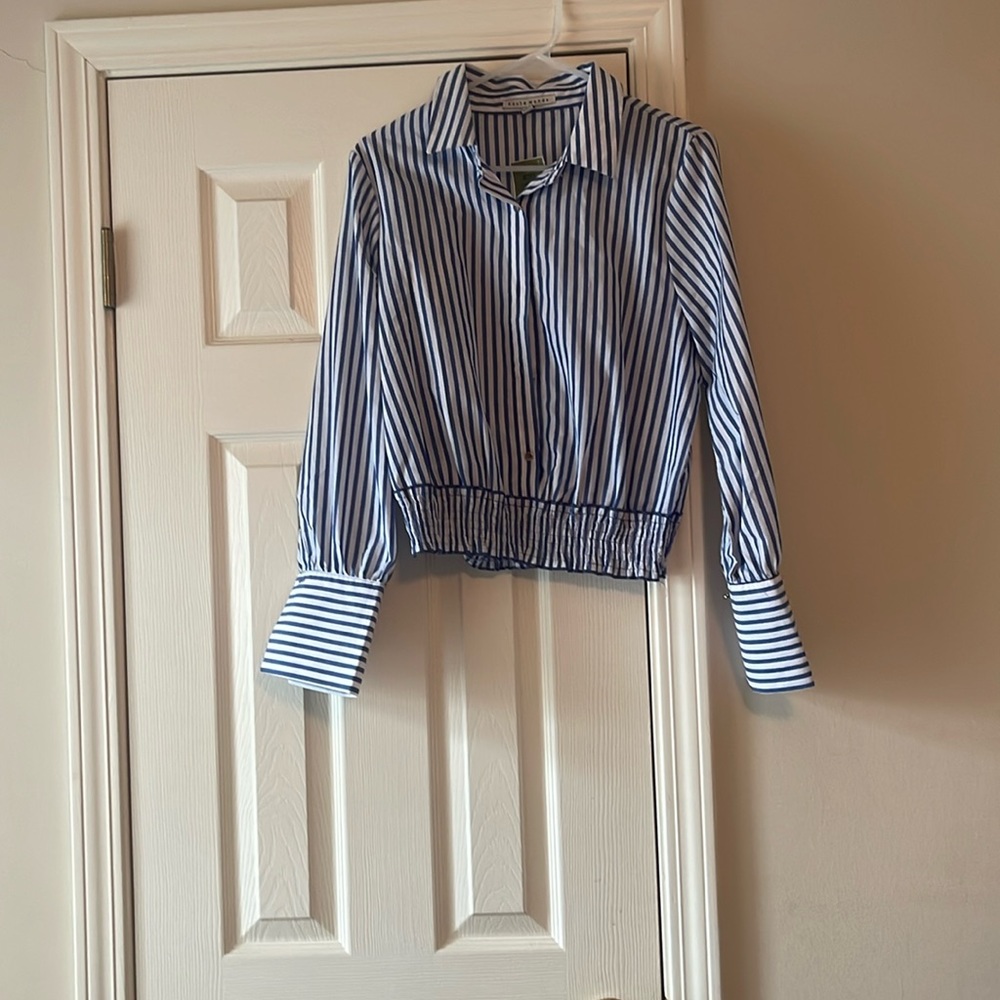 White and Blue Button Up Shirt